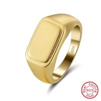 Sterling Silver 18K Gold Plated Simple Style Shiny Solid Color Knitting Rings sku image 1