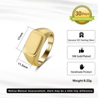 Sterling Silver 18K Gold Plated Simple Style Shiny Solid Color Knitting Rings main image 2