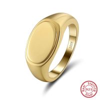 Sterling Silver 18K Gold Plated Simple Style Shiny Geometric Polishing Rings sku image 1