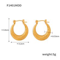 1 Par Casual Retro Estilo Británico Forma De C Forma De U Estrella Tallado Acero Titanio Chapados en oro de 18k Aretes Pendientes main image 5