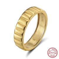 Sterling Silver 18K Gold Plated IG Style Simple Style Solid Color Polishing Rings sku image 1