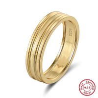 Sterling Silver 18K Gold Plated Casual Simple Style Solid Color Polishing Rings sku image 1