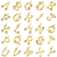 1 Piece 18*22.5mm Copper Zircon 18K Gold Plated Letter Polished Pendant main image 9