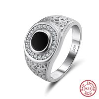 Simple Style Shiny Geometric Sterling Silver Polishing Plating Hollow Out Men's Rings sku image 2