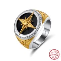 Hip-Hop Simple Style Star Sterling Silver Polishing Plating Inlay Zircon Men's Rings main image 5