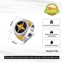 Hip-Hop Simple Style Star Sterling Silver Polishing Plating Inlay Zircon Men's Rings main image 2