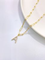 Sterling Silver Y2K Casual Simple Style Letter Plating Inlay Zircon Pendant Necklace sku image 2