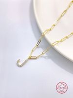 Sterling Silver Y2K Casual Simple Style Letter Plating Inlay Zircon Pendant Necklace sku image 3