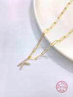 Sterling Silver Y2K Casual Simple Style Letter Plating Inlay Zircon Pendant Necklace sku image 4