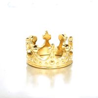 Stainless Steel 18K Gold Plated Hip-Hop Retro Crown None Rings main image 3