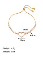 304 Stainless Steel 18K Gold Plated Elegant Simple Style Commute Inlay Moon Heart Shape Artificial Rhinestones Bracelets sku image 3