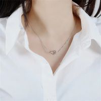 Wholesale Sweet Simple Style Heart Shape Knot 201 Stainless Steel Plating Inlay White Gold Plated Zircon Necklace main image 6