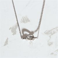 Wholesale Sweet Simple Style Heart Shape Knot 201 Stainless Steel Plating Inlay White Gold Plated Zircon Necklace main image 5