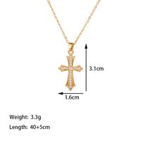 304 Stainless Steel Copper 18K Gold Plated IG Style British Style Commute Polishing Inlay Cross Artificial Rhinestones Earrings Necklace main image 2