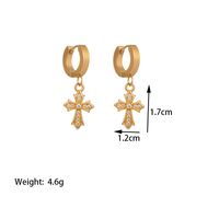 304 Stainless Steel Copper 18K Gold Plated IG Style British Style Commute Polishing Inlay Cross Artificial Rhinestones Earrings Necklace main image 3