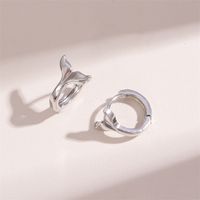 1 Pair Simple Style Fish Tail Brass Rhodium Plated Earrings main image 1