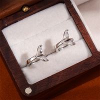 1 Pair Simple Style Fish Tail Brass Rhodium Plated Earrings main image 4