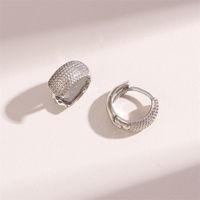 1 Pair Simple Style Solid Color Grid Hollow Out Brass Rhodium Plated Earrings main image 7