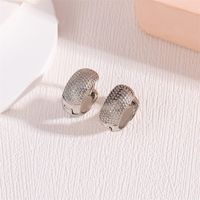 1 Pair Simple Style Solid Color Grid Hollow Out Brass Rhodium Plated Earrings main image 6