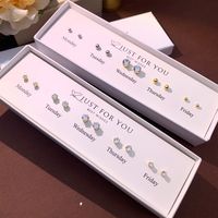 Le Cuivre Plaqué Or 14K Mignon Animal Tournesol Fruit Incruster Perles Artificielles Zircon Boucles D'oreilles Cartilage main image 8