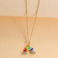 Copper Simple Style Rainbow Inlay Zircon Pendant Necklace main image 4