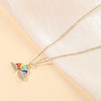 Copper Simple Style Rainbow Inlay Zircon Pendant Necklace main image 3