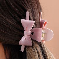 Women's Simple Style Solid Color Acetic Acid Sheets Bowknot Hair Claws sku image 2