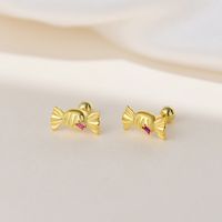 1 Pair Simple Style Candy Plating Inlay Sterling Silver Zircon Ear Studs main image 1