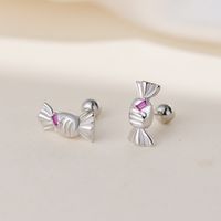 1 Pair Simple Style Candy Plating Inlay Sterling Silver Zircon Ear Studs sku image 1