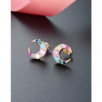 1 Pair Simple Style Moon Plating Inlay Sterling Silver Zircon Ear Studs main image 1