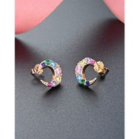 1 Pair Simple Style Moon Plating Inlay Sterling Silver Zircon Ear Studs main image 4