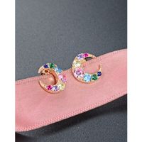 1 Pair Simple Style Moon Plating Inlay Sterling Silver Zircon Ear Studs main image 3