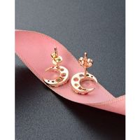 1 Pair Simple Style Moon Plating Inlay Sterling Silver Zircon Ear Studs main image 5