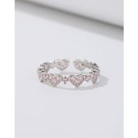 Sterling Silver Simple Style Heart Shape Plating Inlay Zircon Open Rings main image 4