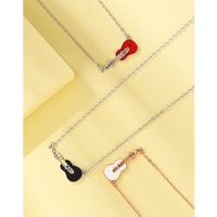 Sterling Silver Simple Style Guitar Enamel Plating Necklace main image 1