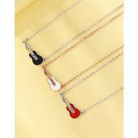 Argent Sterling Style Simple Guitare Émail Placage Collier main image 3