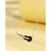 Sterling Silver Simple Style Guitar Enamel Plating Necklace main image 2