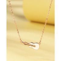 Argent Sterling Style Simple Guitare Émail Placage Collier main image 5