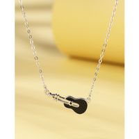 Sterling Silver Simple Style Guitar Enamel Plating Necklace sku image 3