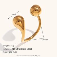 Stainless Steel 18K Gold Plated Elegant Simple Style Water Droplets Rings Bracelets sku image 2