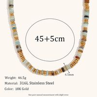 Retro Ethnic Style Geometric Stainless Steel Natural Stone 18K Gold Plated Necklace In Bulk main image 3