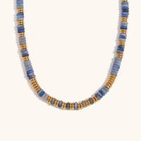Retro Ethnic Style Geometric Stainless Steel Natural Stone 18K Gold Plated Necklace In Bulk sku image 1