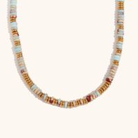 Retro Ethnic Style Geometric Stainless Steel Natural Stone 18K Gold Plated Necklace In Bulk sku image 2