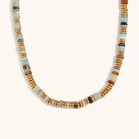 Retro Ethnic Style Geometric Stainless Steel Natural Stone 18K Gold Plated Necklace In Bulk sku image 4