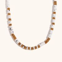 Retro Ethnic Style Geometric Stainless Steel Natural Stone 18K Gold Plated Necklace In Bulk sku image 9