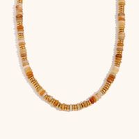 Retro Ethnic Style Geometric Stainless Steel Natural Stone 18K Gold Plated Necklace In Bulk sku image 10