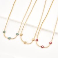 Sterling Silver 18K Gold Plated Simple Style Flower Inlay Artificial Pearls Zircon Necklace main image 4
