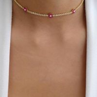 Sterling Silver 18K Gold Plated Simple Style Flower Inlay Artificial Pearls Zircon Necklace main image 3