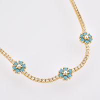 Sterling Silver 18K Gold Plated Simple Style Flower Inlay Artificial Pearls Zircon Necklace main image 2