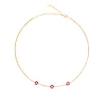 Sterling Silver 18K Gold Plated Simple Style Flower Inlay Artificial Pearls Zircon Necklace sku image 3